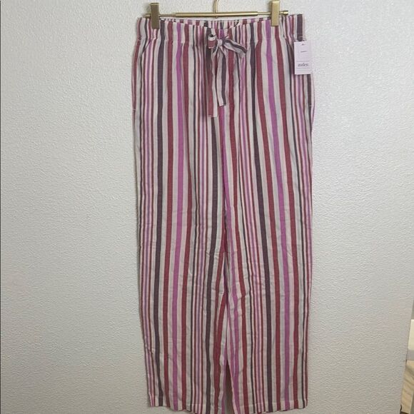 NWT- Auden- Striped Pink and White flannel pajama Pants- Size small - Picture 1 of 7